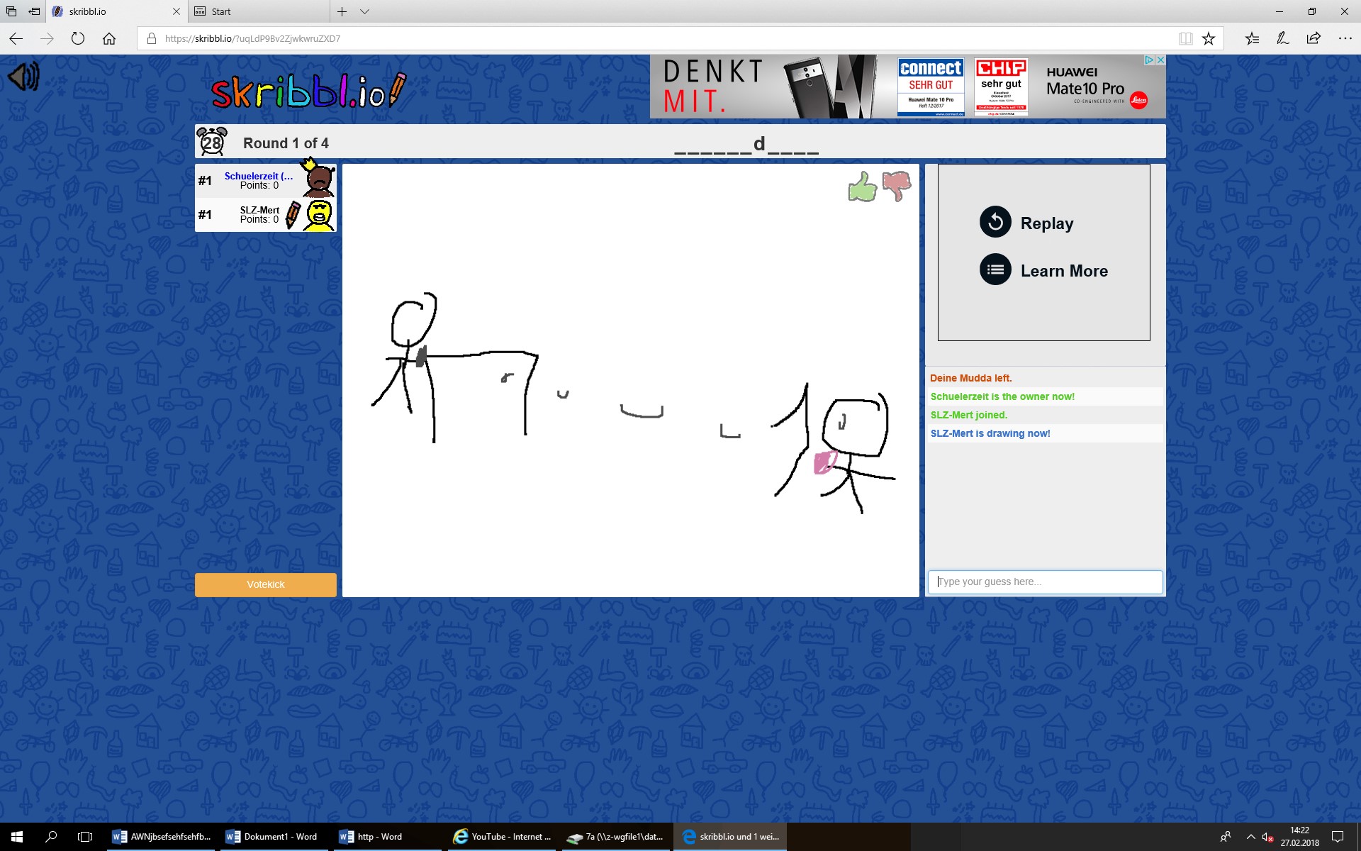 Skribbl.io Ein BrowserGame mit einfacher Struktur, das trotzdem